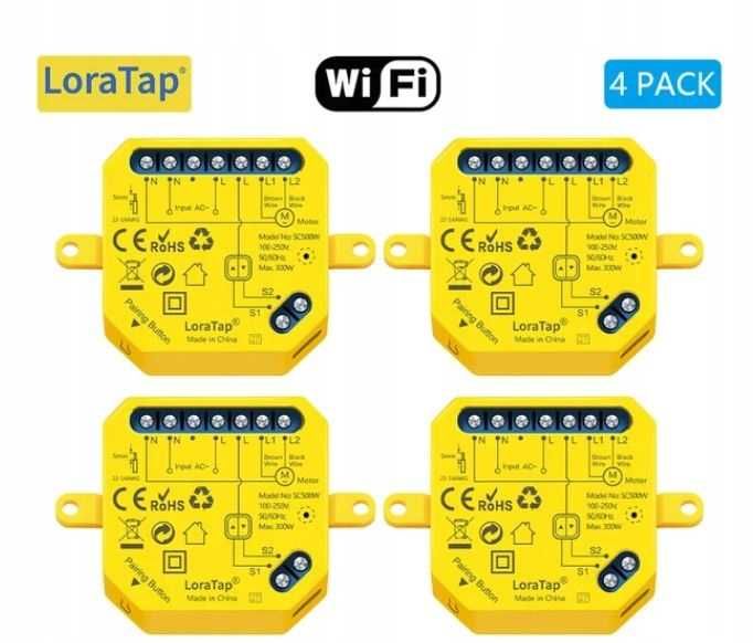 Przełącznik LoraTap SC504W-V2N2-YELLOW WiFi 4 sztuki