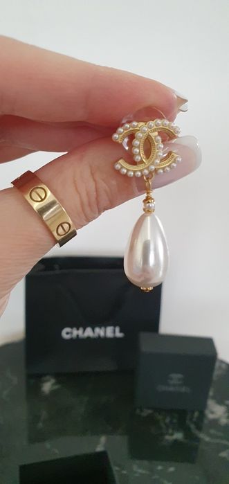 Kolczyki Cc chanel perła nowe