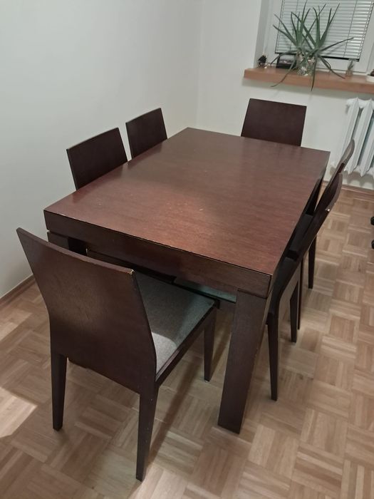 Stół rozkładany 120/190×80 cm i 6 krzeseł