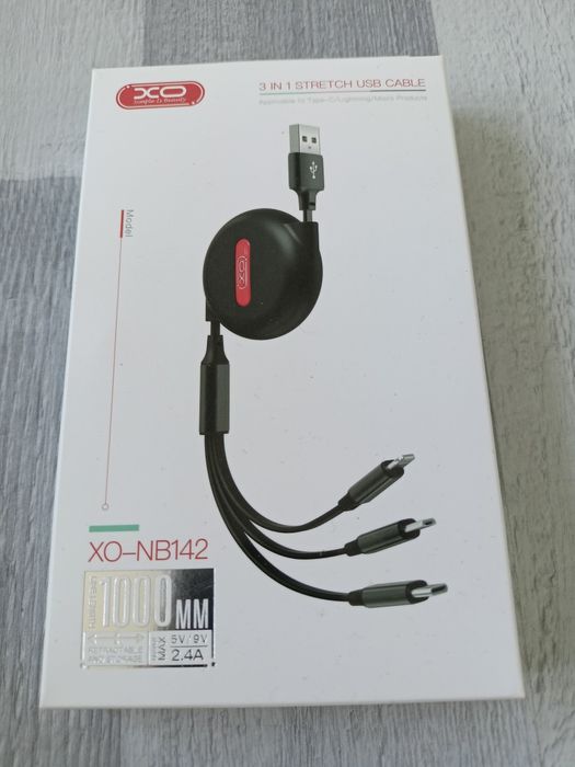 Kabel USB 3 w 1 zestaw kabli xo-nb142