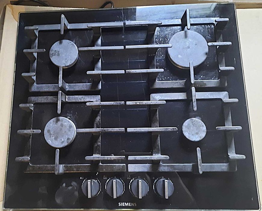Siemens EP6A6PB90 – płyta gazowa 60 cm, szkło, żeliwne ruszty