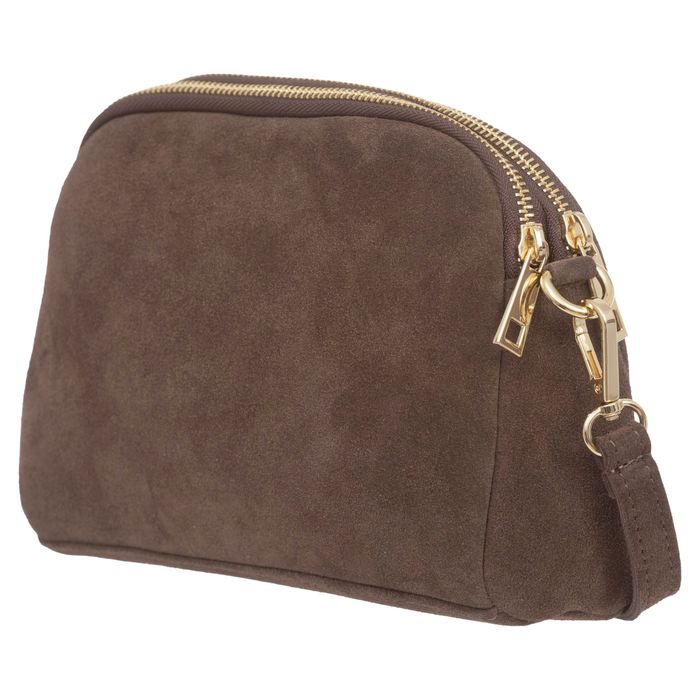 VERA PELLE torebka zamszowa listonoszka z paskiem V712 granatowa