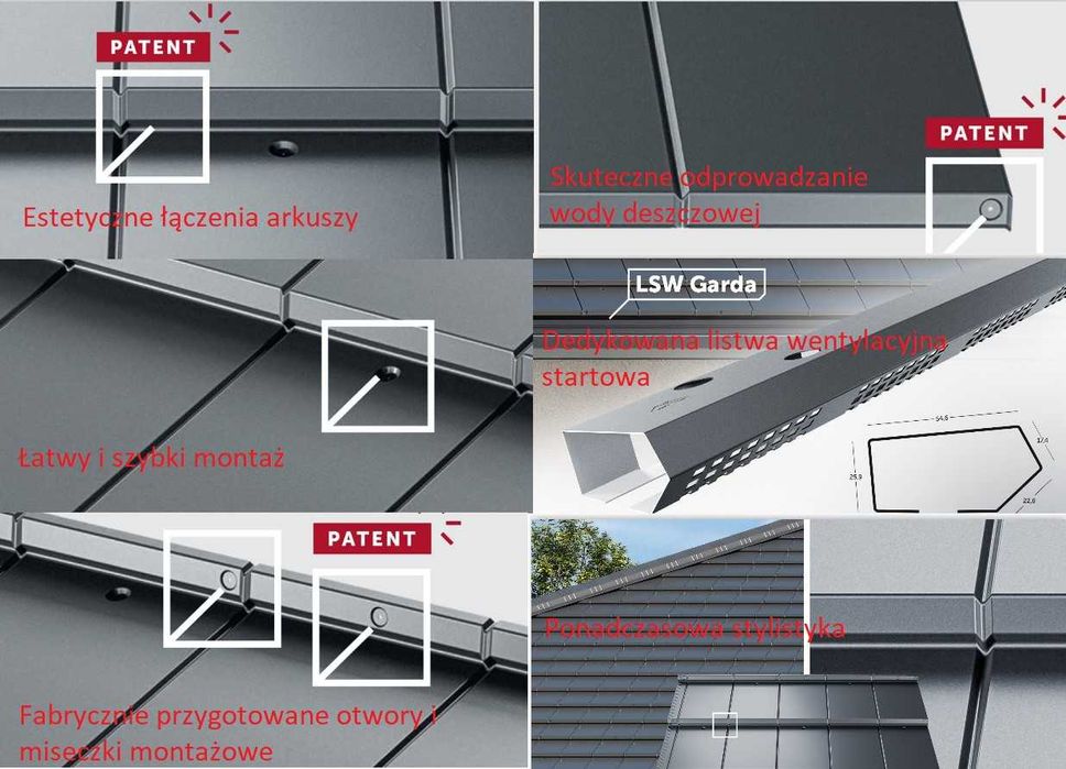 BUDMAT blachodachówka 2 modułowa GARDA D-MATT PLUS 7016