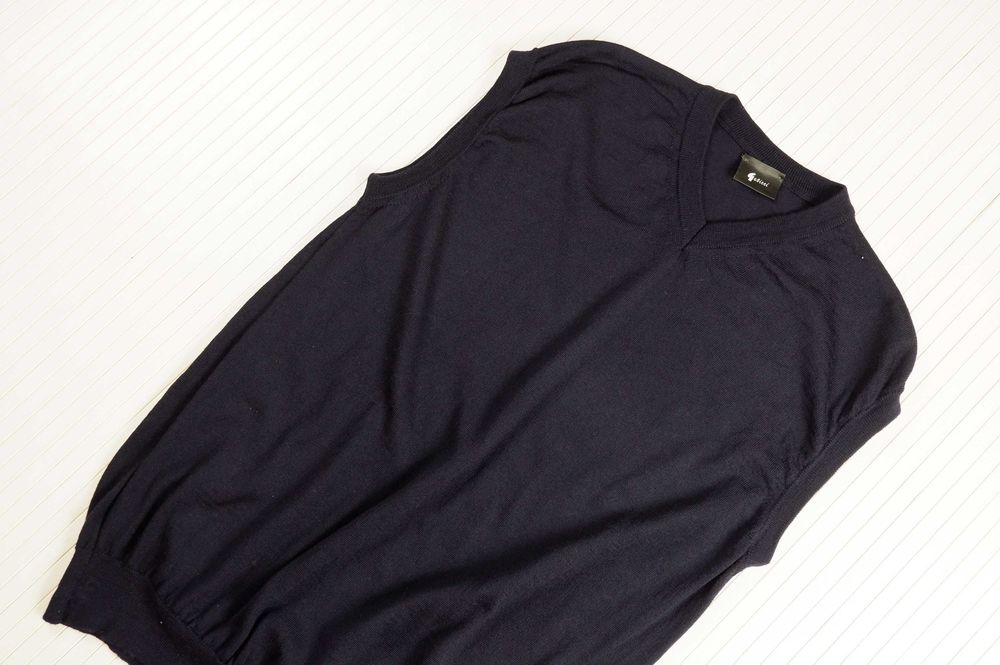 Жилет мужской из мериносовой шерсти синий шерстяной L XL жилетка