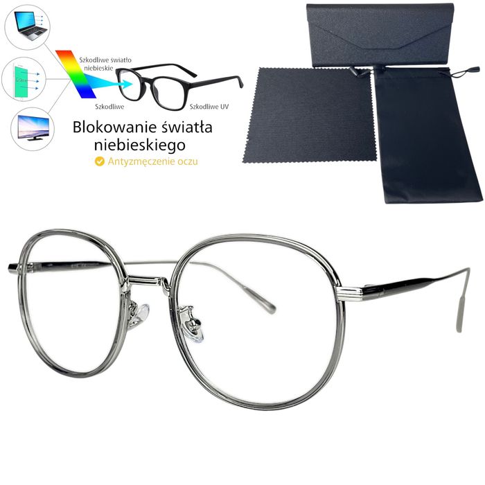 Okulary komputerowe, zerówki oprawki+zestaw etui,super jakość