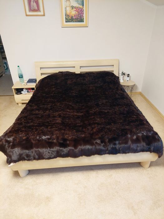 FENDI prawdziwe norki przepiękna narzuta 220 cm x 200 cm
