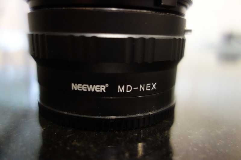 Objectiva manual Minolta MD 50mm F2 + Adaptador E-Mount