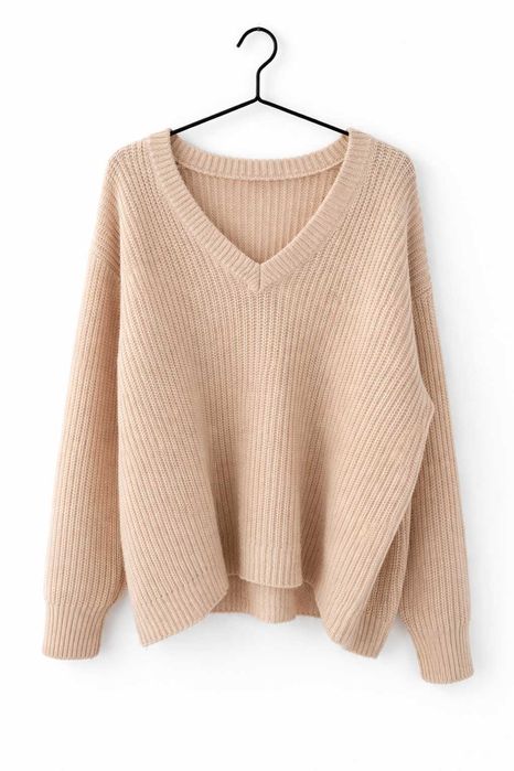 Pudrowy wełniany sweter Zara oversize | XS–S