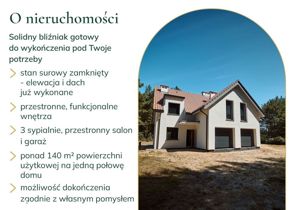 Dom bliźniak w lesie, projekt do dokończenia (140m x2)