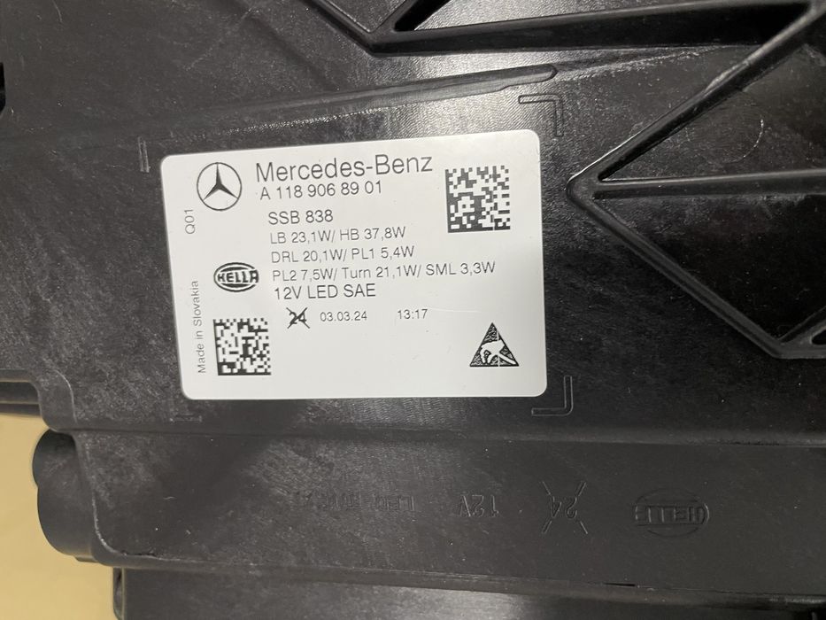 Фара Мерседес CLA W118 USA