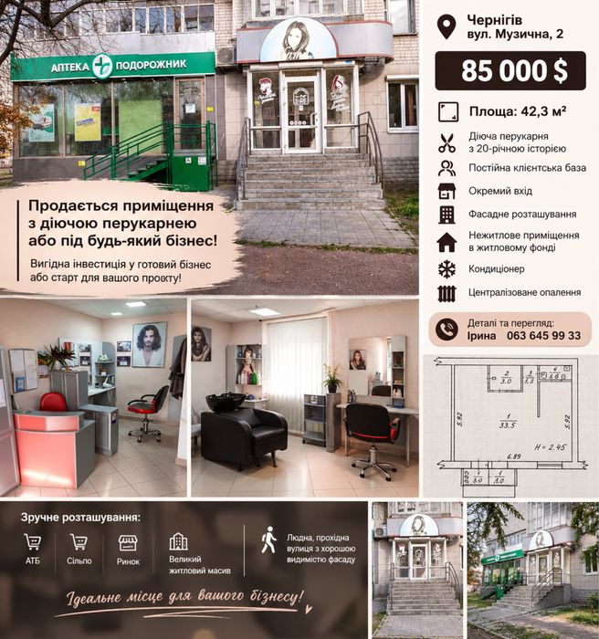 Продам приміщення/готовий бізнес. Діюча перукарня