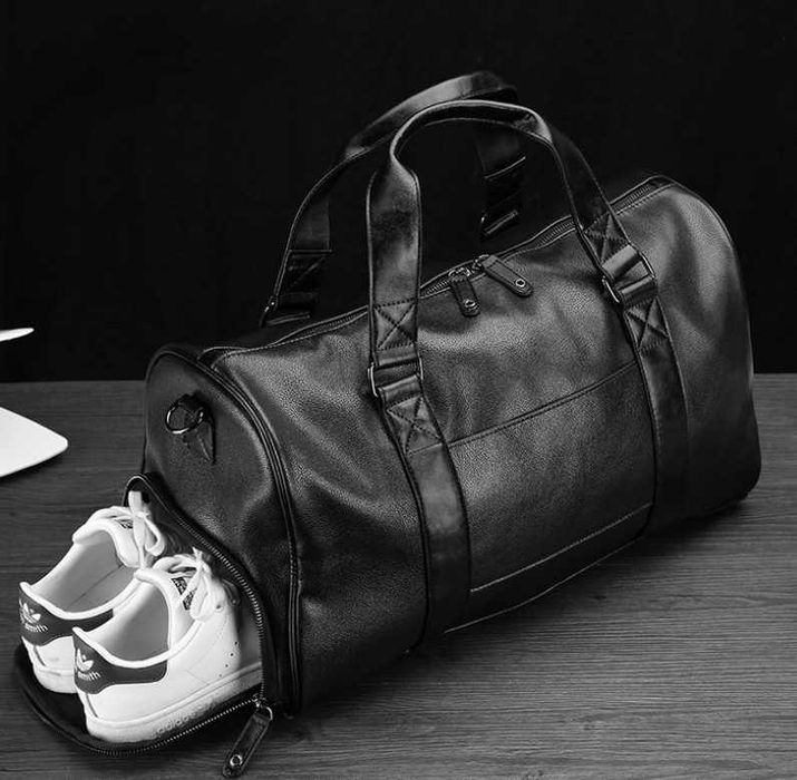 Мужская кожаная черная городская чоловіча брендовая модная сумка новая