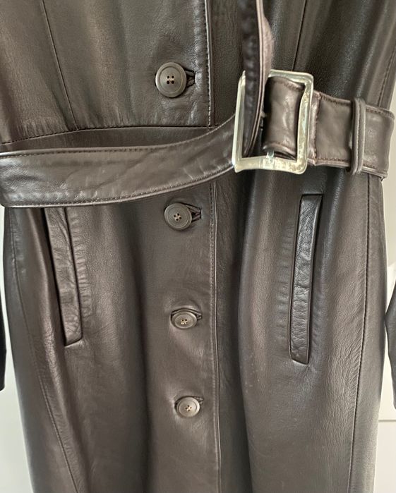 Casaco comprido vintage em pele - 38