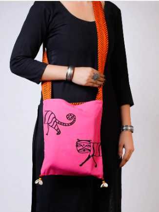 Dastkar Ranthambhore - piękna Indyjska torba na ramię (z kocurem?)