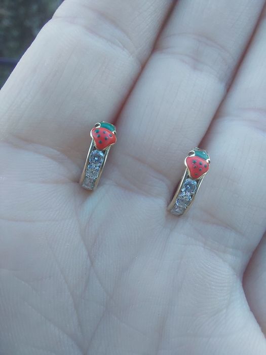 Złote kolczyki YES 333 /1000 8kt 8k z cyrkoniami dla dziewczynki