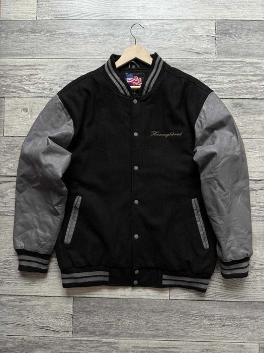 Kurtka męska bejsbolówka czarna wełniana skórzana XL USA vintage