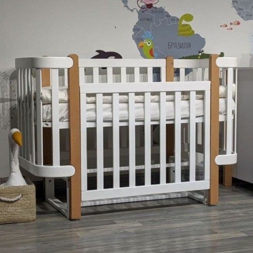 Дитяче ліжечко Верес Монако біло-букове з маятником