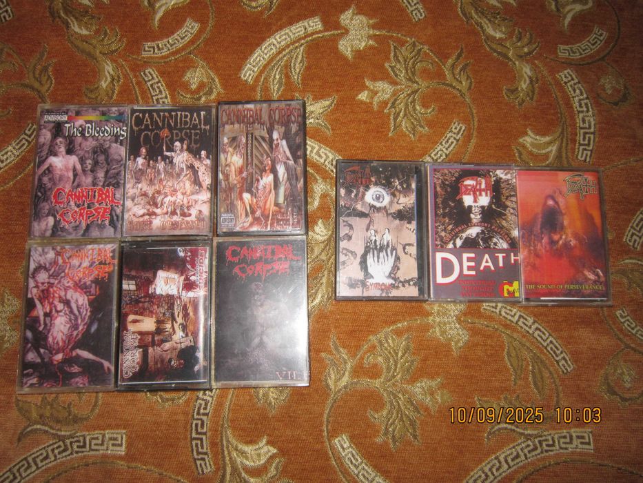 аудіокасети Death,Cannibal Corpsе,Napalm Deth,Sepultura,Pantera