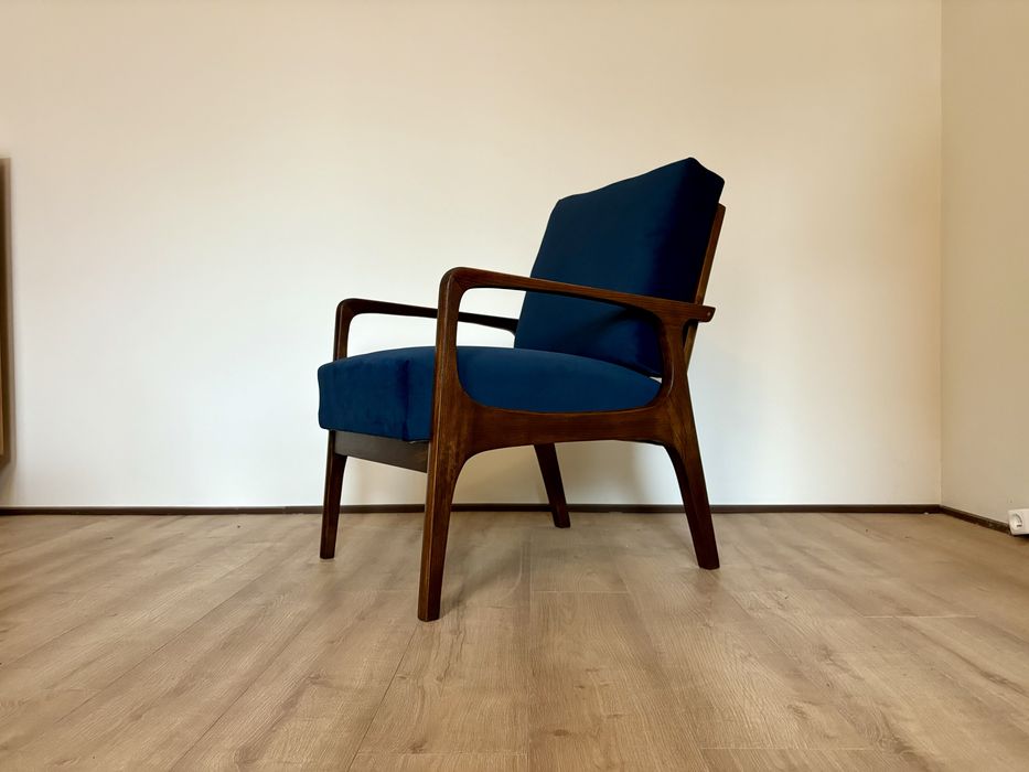 Fotel PRL lounge Prudnickie Fabryki Mebli Polska lata 50 unikat