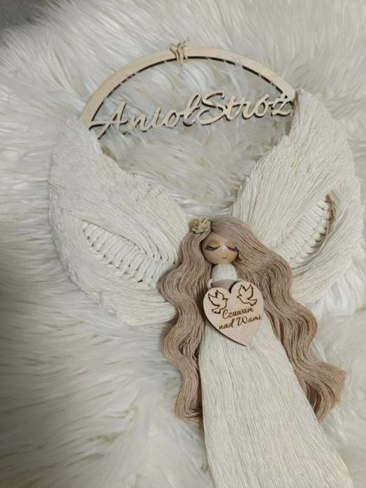 Anioł Stróż, makrama, chrzeest, komunia, prezent