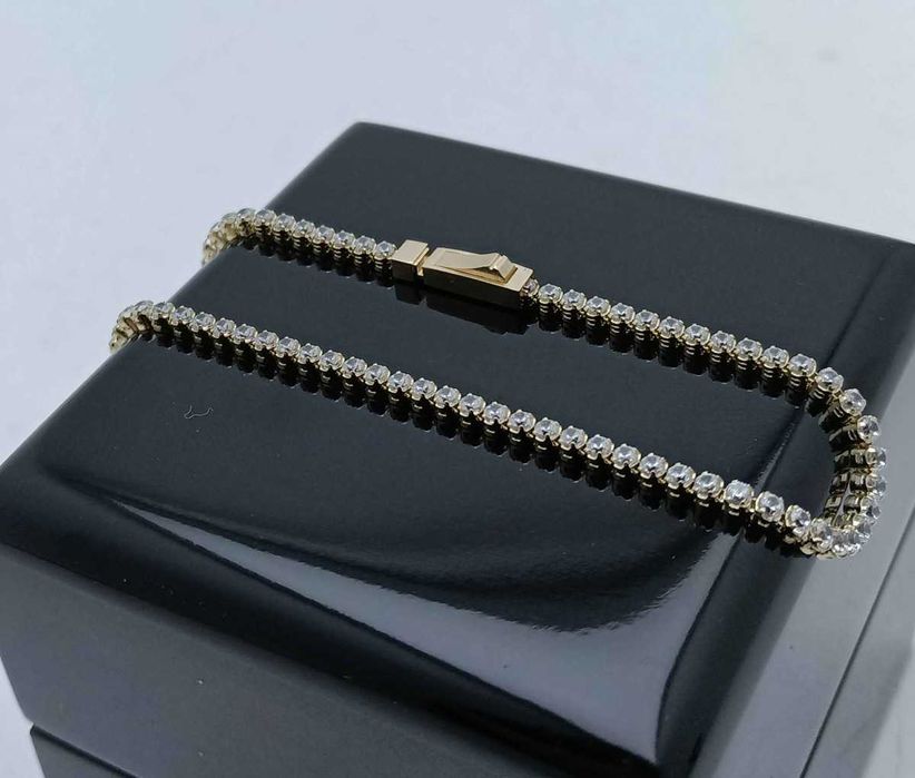 Złota Bransoletka Tenisowa Cyrkonie 3,36G P585 14K 19CM 0,3CM