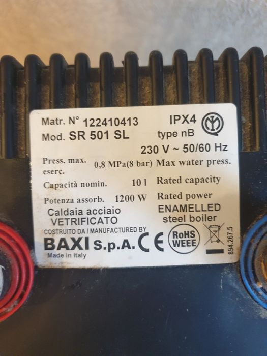 Бойлер Baxi SR 501 SL электрический накопительный водонагреватель. Ита