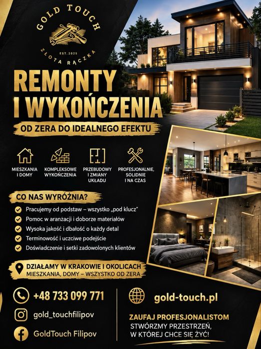 Remonty mieszkań i domów | Wykończenia pod klucz | Kraków