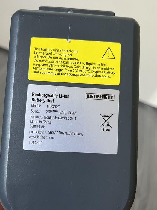 Акумулятор для пилососа Leiheit T-DC02F