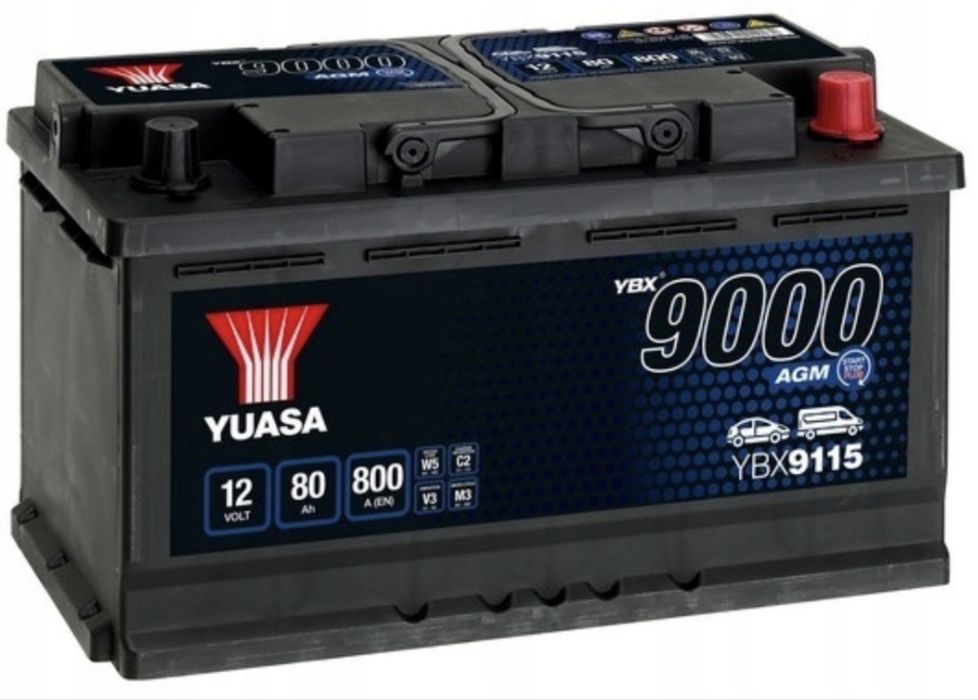 Akumulator Yuasa YBX 9115 12V 80Ah 800A AGM Start Stop