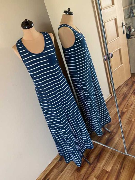 Dluga maxi sukienka long paski marynarska m l 38 40