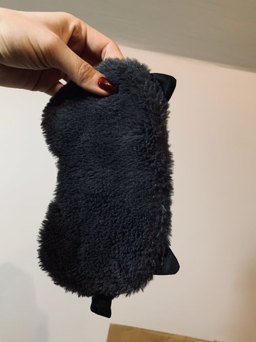 Grafitowa opaska na oczy do spania z uszkami