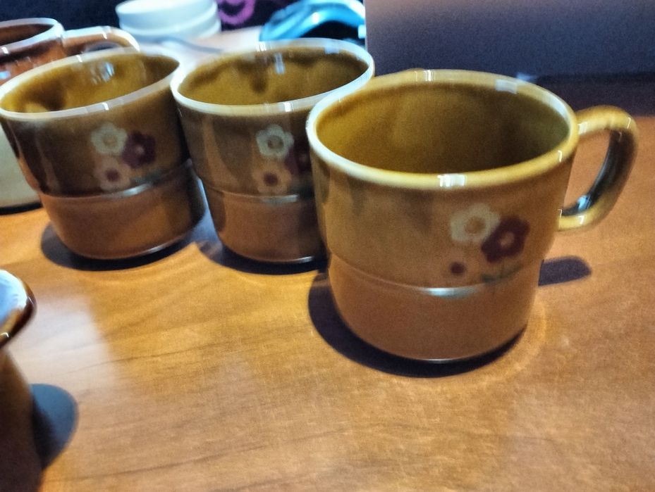 Kolekcja brązowej porcelany.