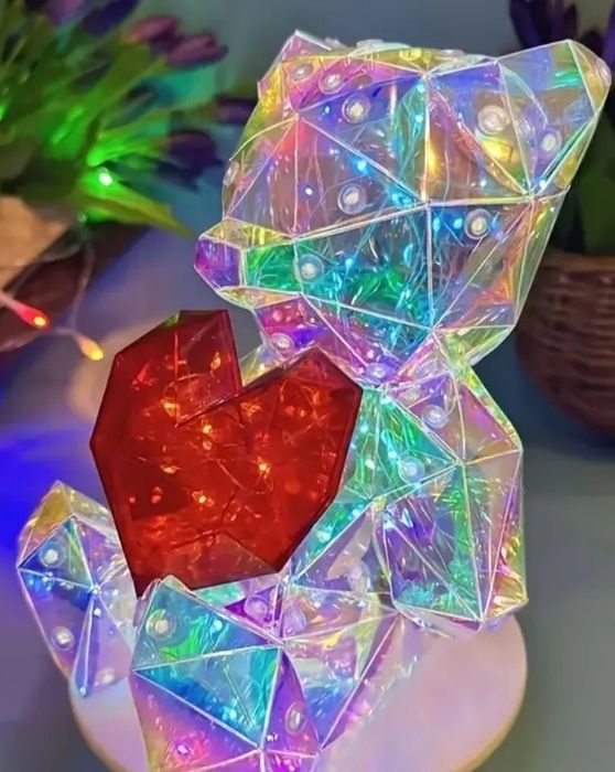 Світлодіодний ведмедик з серцем, від usb, love bear нічник світильник