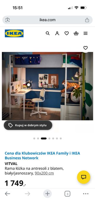 Łóżko piętrowe, antresola , Ikea