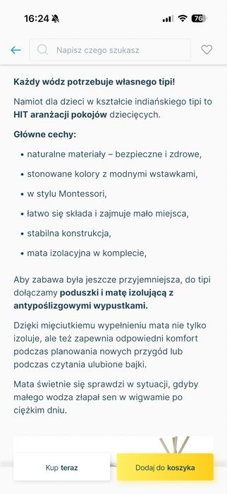 Namiot dziecięcy tipi 165 cm