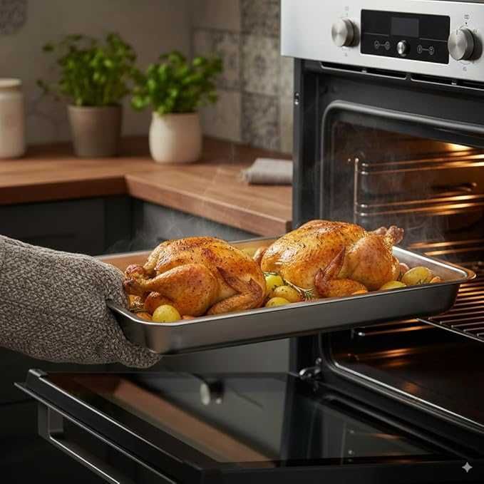 Blacha do pieczenia ze stali nierdzewne, nieprzywierającą, 45x35x4,8cm