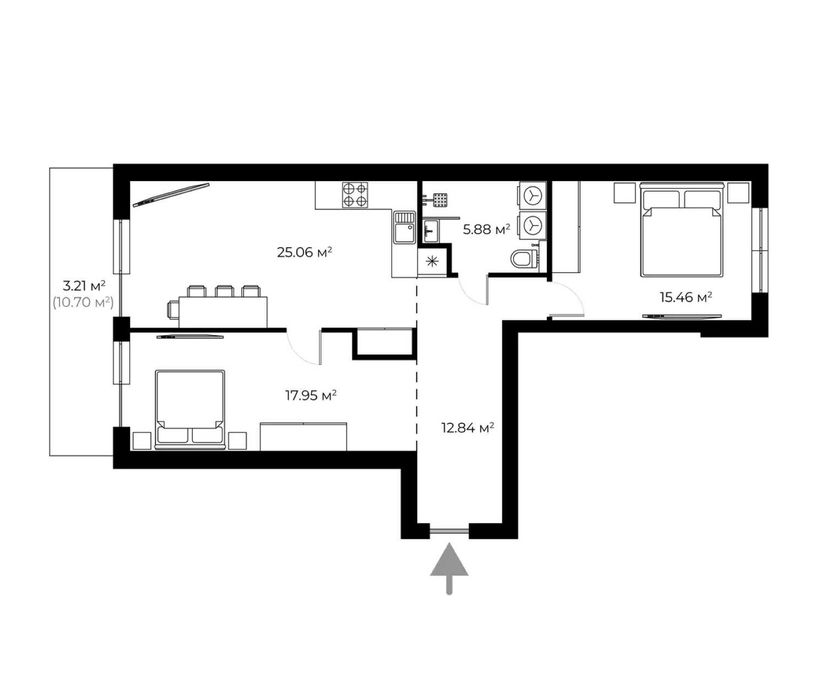 2-кімнатна квартира 81,6 м² з ремонтом в Ужгороді ｜ ЖК PARKLAND ｜ Новий район ｜ Від забудовника ｜ Без комісії - PL 12.54