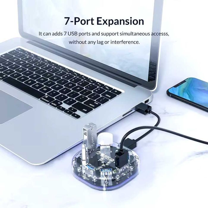 ORICO Transparent Series USB HUB 7 портів USB3.0 з Micro USB.