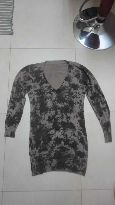 Camisola de senhora comprida em tons de castanho