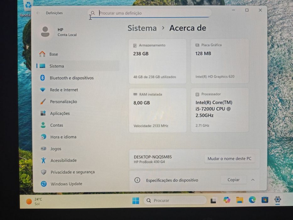 HP ProBook 430 G4 i5-7200U 8GB RAM 240GB Disco m.2