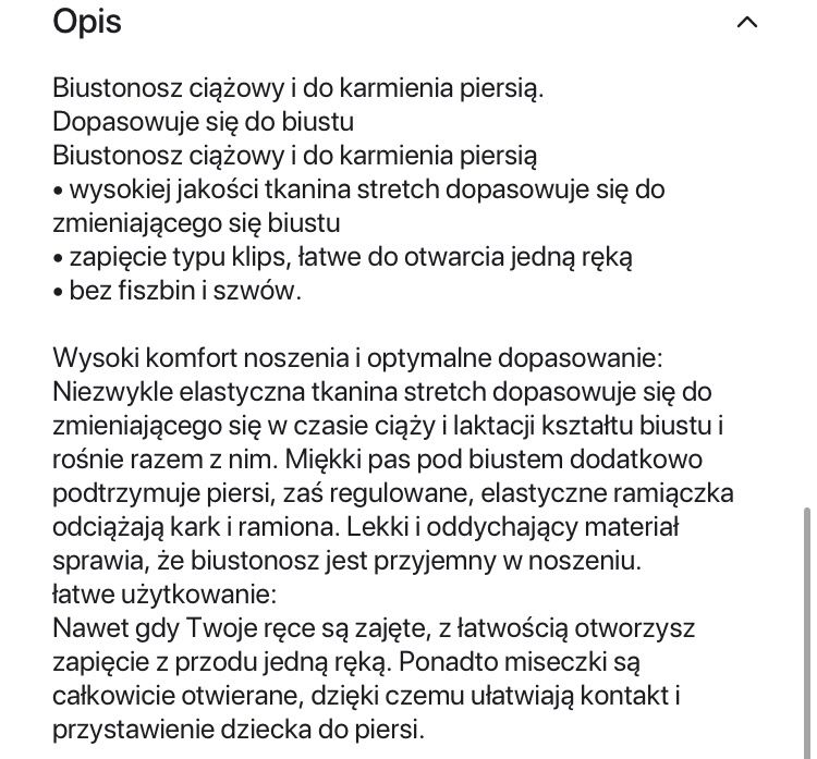 Biustonosz Babydream , ciazowy i do karmienia S