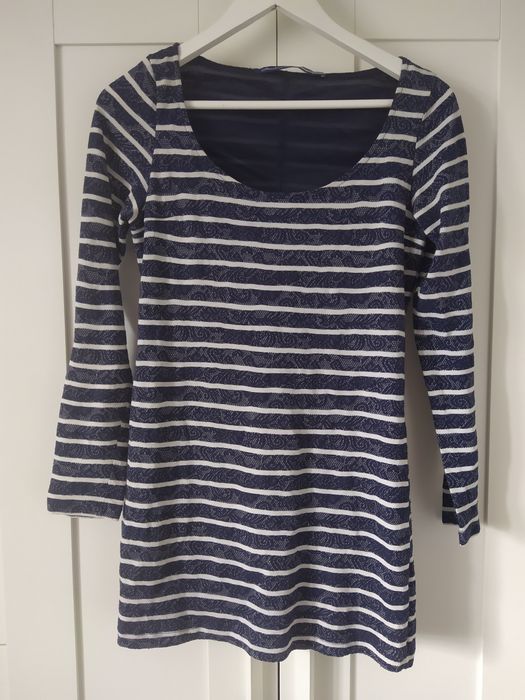 Tunika/ bluzka w paski, koronkowy wzór r. S/M Stradivarius