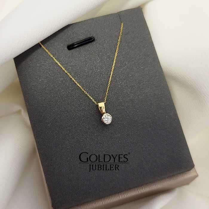 Złoty łańcuszek naszyjnik z zawieszką diament próba 750 D42-45