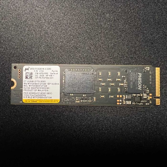 SSD NVMe M.2 PCIe 512GB Micron Crucial Modelo 2650 Gen4x4 Como Novo