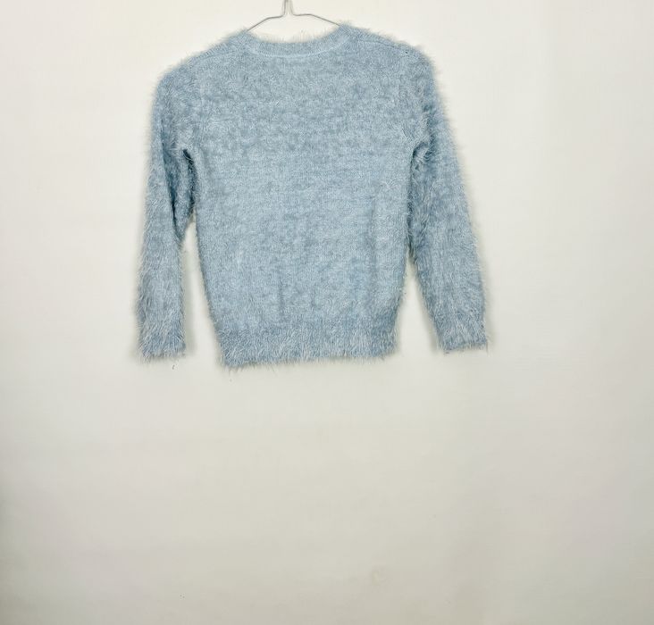 Błękitny puszysty sweter dopasowany XXS 32 Topshop