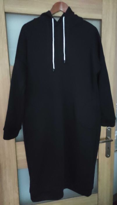 Długa czarna bluza/ sukienka Dresowa