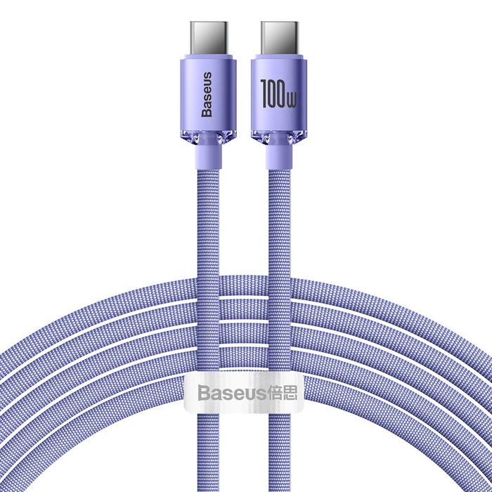 Kabel Baseus CAJY000705 USB-C - USB-C PD QC 100W 5A 480Mb/s 2m - fioletowy