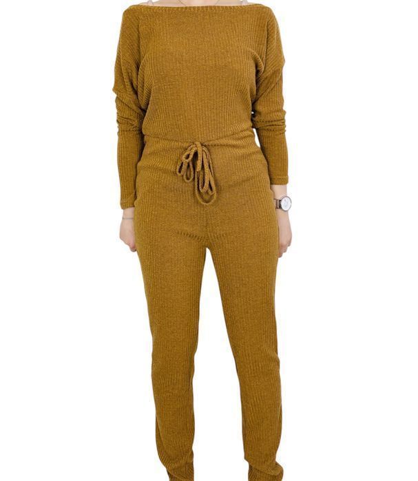 Musztardowy kombinezon prążkowany L/XL 40/42