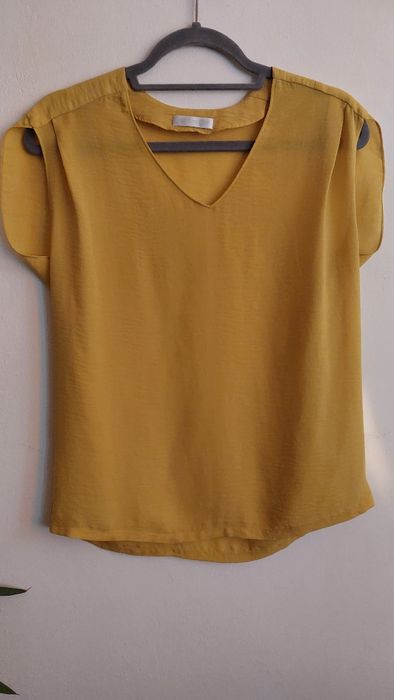 Elegancka, musztardowy bluzka, PR,  rozmiar 38