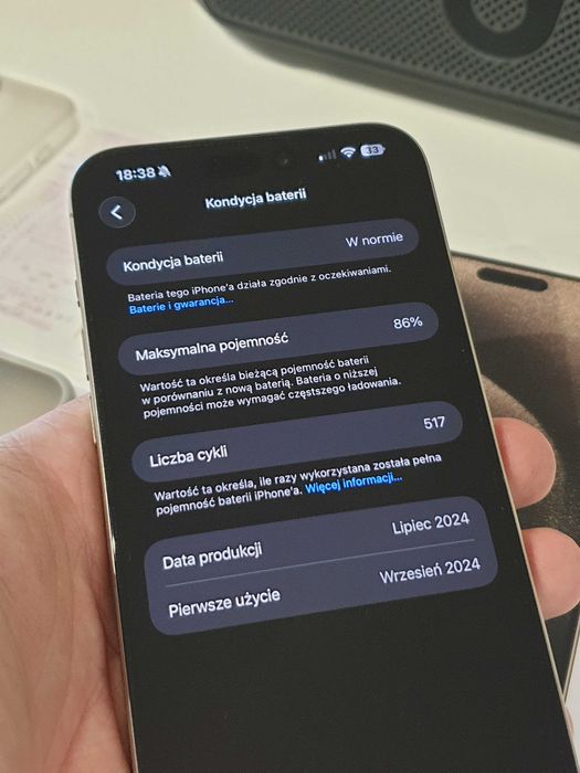 Apple iPhone 15 PRO MAX 256GB Gwarancja Media markt , Jak nowy, Natual titanium